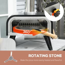 Outdoor Pizza Oven with Rotating Stone, 12" Wood Fired Pizza Maker