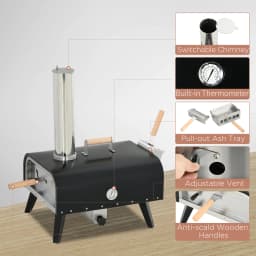 Outdoor Pizza Oven with Rotating Stone, 12" Wood Fired Pizza Maker