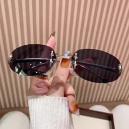 vintage rimless pink mirror Y2K sunglasses for women new fashion alloy star rivet sun glasses ladies hip hop sexy shades driving
