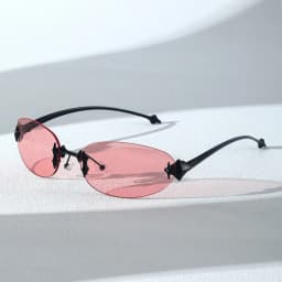 vintage rimless pink mirror Y2K sunglasses for women new fashion alloy star rivet sun glasses ladies hip hop sexy shades driving