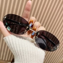 vintage rimless pink mirror Y2K sunglasses for women new fashion alloy star rivet sun glasses ladies hip hop sexy shades driving