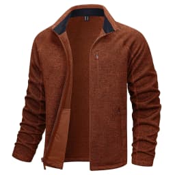TACVASEN Full Zip Knitted Sweater Mens Stylish High Quality Soft Warm Fleece Jacket Spring Hiking Sports Casual Coat Male