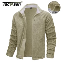 TACVASEN Full Zip Knitted Sweater Mens Stylish High Quality Soft Warm Fleece Jacket Spring Hiking Sports Casual Coat Male