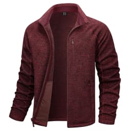 TACVASEN Full Zip Knitted Sweater Mens Stylish High Quality Soft Warm Fleece Jacket Spring Hiking Sports Casual Coat Male