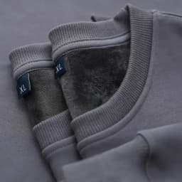 600G Cotton Plush Thickened Sweatshirt Thin Plush Heavyweight Solid Round Neck Sweater Autumn Winter Warm Sweater