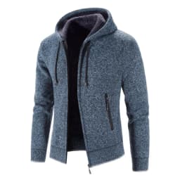 Men‘s Sweater Coat Hooded Cardigan Men Thick Knitted Warm Hooded Cardigan Sweater Jacket Solid Color Zipper Winter Cardigan Men