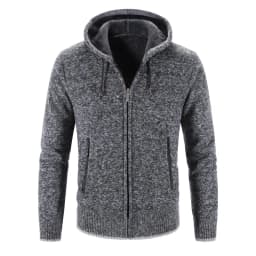 Men‘s Sweater Coat Hooded Cardigan Men Thick Knitted Warm Hooded Cardigan Sweater Jacket Solid Color Zipper Winter Cardigan Men