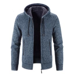 Men‘s Sweater Coat Hooded Cardigan Men Thick Knitted Warm Hooded Cardigan Sweater Jacket Solid Color Zipper Winter Cardigan Men