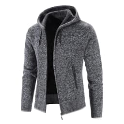Men‘s Sweater Coat Hooded Cardigan Men Thick Knitted Warm Hooded Cardigan Sweater Jacket Solid Color Zipper Winter Cardigan Men