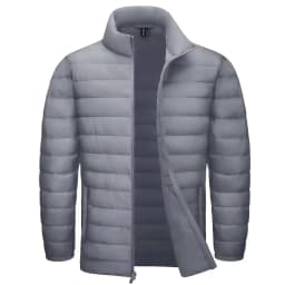 TACVASEN Stand Collar Lightweight Puffer Jackets Mens Quilted Jacket Water Resistant Ripstop Down Insulated Windbreaker Coats