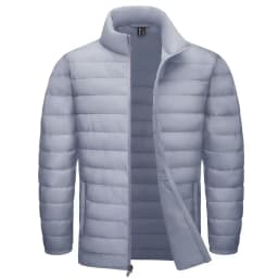 TACVASEN Stand Collar Lightweight Puffer Jackets Mens Quilted Jacket Water Resistant Ripstop Down Insulated Windbreaker Coats