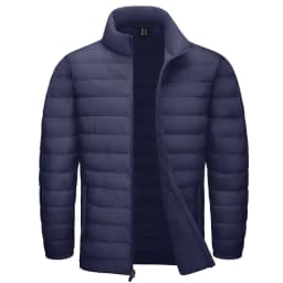 TACVASEN Stand Collar Lightweight Puffer Jackets Mens Quilted Jacket Water Resistant Ripstop Down Insulated Windbreaker Coats