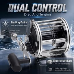 SAMOLLA Strong Trolling Reel Reinforced All Metal Saltwater Sea Boat Fishing Baitcasting Drum Wheel for Catfish Musky Bass Surf