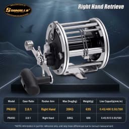 SAMOLLA Strong Trolling Reel Reinforced All Metal Saltwater Sea Boat Fishing Baitcasting Drum Wheel for Catfish Musky Bass Surf