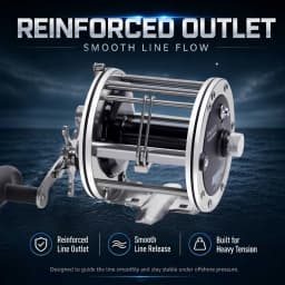 SAMOLLA Strong Trolling Reel Reinforced All Metal Saltwater Sea Boat Fishing Baitcasting Drum Wheel for Catfish Musky Bass Surf