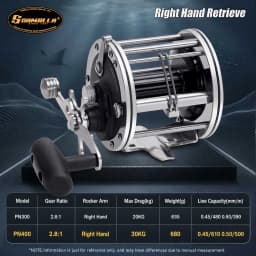 SAMOLLA Strong Trolling Reel Reinforced All Metal Saltwater Sea Boat Fishing Baitcasting Drum Wheel for Catfish Musky Bass Surf