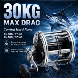 SAMOLLA Strong Trolling Reel Reinforced All Metal Saltwater Sea Boat Fishing Baitcasting Drum Wheel for Catfish Musky Bass Surf