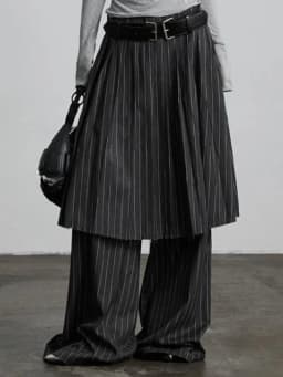 Gothic Harajuku Y2k Wide Leg Pants Women 2025 New Vintage Fake Two Pantalon Femme High Waist Casual Striped Straight Trousers