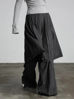 Gothic Harajuku Y2k Wide Leg Pants Women 2025 New Vintage Fake Two Pantalon Femme High Waist Casual Striped Straight Trousers