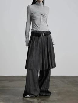 Gothic Harajuku Y2k Wide Leg Pants Women 2025 New Vintage Fake Two Pantalon Femme High Waist Casual Striped Straight Trousers