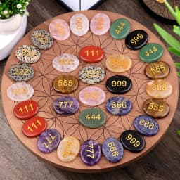 Natural Palm Stone Engraved Numbers Carved Healing Crystals Thumb Worry Stones Polished Agate Gemstone Home Decor Ornament