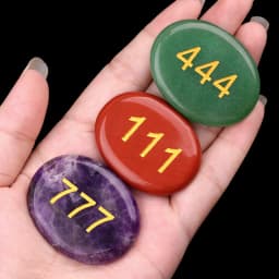 Natural Palm Stone Engraved Numbers Carved Healing Crystals Thumb Worry Stones Polished Agate Gemstone Home Decor Ornament