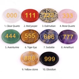 Natural Palm Stone Engraved Numbers Carved Healing Crystals Thumb Worry Stones Polished Agate Gemstone Home Decor Ornament