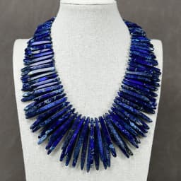 G-G 20' 2 Strands Blue Sea Sediment Jasper Top Drilled Stick Necklace Handmade Women Jewelry Gifts