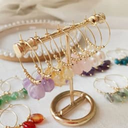 Natural Crystal Earrings for Women Irregular Ore Quartz Citrines Purple Crystal Pearl Tassel Dangle Stainless Steel Hoop Earring