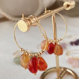 Natural Crystal Earrings for Women Irregular Ore Quartz Citrines Purple Crystal Pearl Tassel Dangle Stainless Steel Hoop Earring