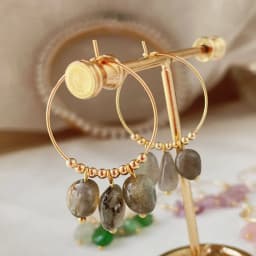 Natural Crystal Earrings for Women Irregular Ore Quartz Citrines Purple Crystal Pearl Tassel Dangle Stainless Steel Hoop Earring