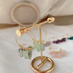 Natural Crystal Earrings for Women Irregular Ore Quartz Citrines Purple Crystal Pearl Tassel Dangle Stainless Steel Hoop Earring