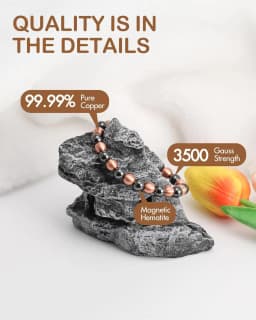 ARADOO Pure Copper Bead Bracelet for Men Women Magnetic Hematite Bead Bracelet Jewelry Gifts