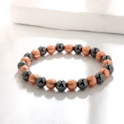 ARADOO Pure Copper Bead Bracelet for Men Women Magnetic Hematite Bead Bracelet Jewelry Gifts