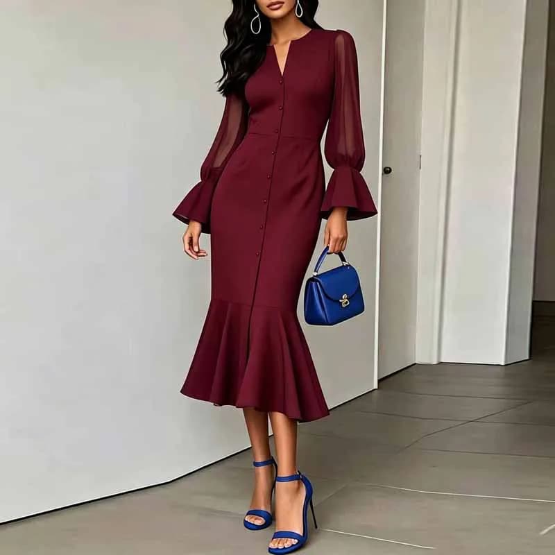 Dresses for Women Slim Long Sleeve V-Neck Women Dress New Package Hip Mermaid Dress Women Vestidos De Verano Mujer 2026 Q6765