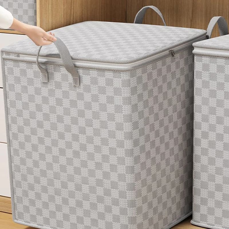 Non-woven Quilt Storage Bag With Lids Zipper Foldable Clothes Quilt Bins Container Large Capacity Dust-proof Bag Organize