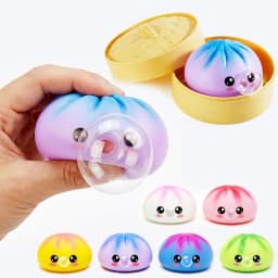 1/4Box Dumpling Squeeze Blow Bubbles Toy Dumpling Squishies Set with Steamer Bubble-Blowing Squishies Stretchy Fidget Sensory