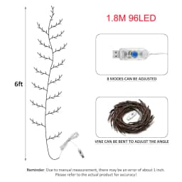 144LED Vine Branch String Lights Artificial Willow Vine Light USB Bendable DIY Indoor Decor Lighting for Bedroom Wall Holiday