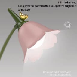 Pink Flower Cute Lamp LED Desk Lamp Table Light Adjustable Touch Rechargeable Battery Night Light for Dorm Reading Table Light