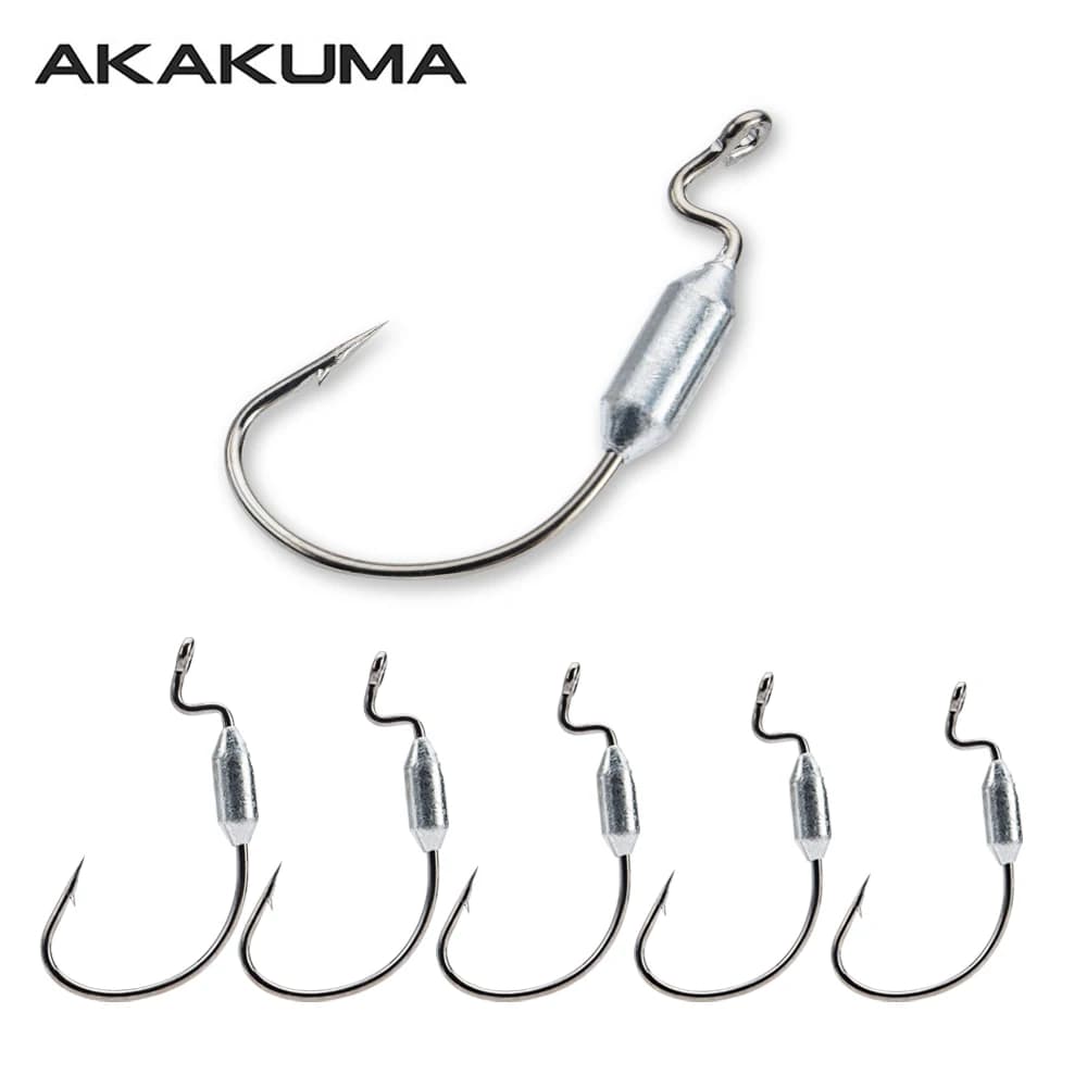 10Pcs Weighted Fishing Hooks 1# 1/0# 2/0# 3/0# 4/0# Offset Wide Gap Worm Hooks Bass Swimbait Hooks for Soft Lures