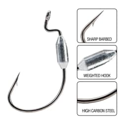 10Pcs Weighted Fishing Hooks 1# 1/0# 2/0# 3/0# 4/0# Offset Wide Gap Worm Hooks Bass Swimbait Hooks for Soft Lures