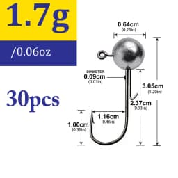 30pcs/lot 1g-20g jig fishing hooks with auxiliary hook, jig head and soft worm fishing hooks for various weights of freshwate