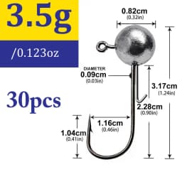 30pcs/lot 1g-20g jig fishing hooks with auxiliary hook, jig head and soft worm fishing hooks for various weights of freshwate