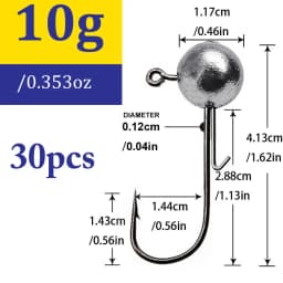 30pcs/lot 1g-20g jig fishing hooks with auxiliary hook, jig head and soft worm fishing hooks for various weights of freshwate