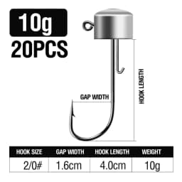 20pcs Ned Rig Jig Heads Fishing Hooks Mushroom Head Hooks 2.5-14g High Carbon Steel Fishing Tackle for Soft Plastic Baits