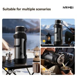Nrmei Large Capacity Stainless Steel Water Bottle Insulated Vacuum Flask for Outdoor Camping And Adventure Water Preservation