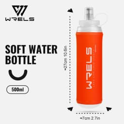 WRELS 500ML TPU Soft Folding Travel Water Bottles BPA-Free Collapsible Sports Flasks Running Hiking Bicycle Fitness Water Bottle