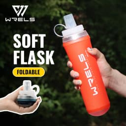 WRELS 500ML TPU Soft Folding Travel Water Bottles BPA-Free Collapsible Sports Flasks Running Hiking Bicycle Fitness Water Bottle