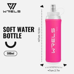 WRELS 500ML TPU Soft Folding Travel Water Bottles BPA-Free Collapsible Sports Flasks Running Hiking Bicycle Fitness Water Bottle