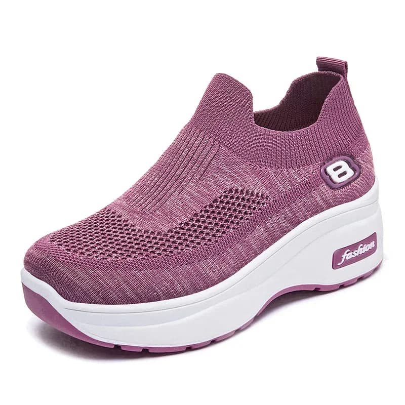 Women's Platform Sneaker 2026 Spring Breathable Mesh Slip-On Casual Workout Shoes Cushioned Sole Athletic Inspired Heels Comfort
